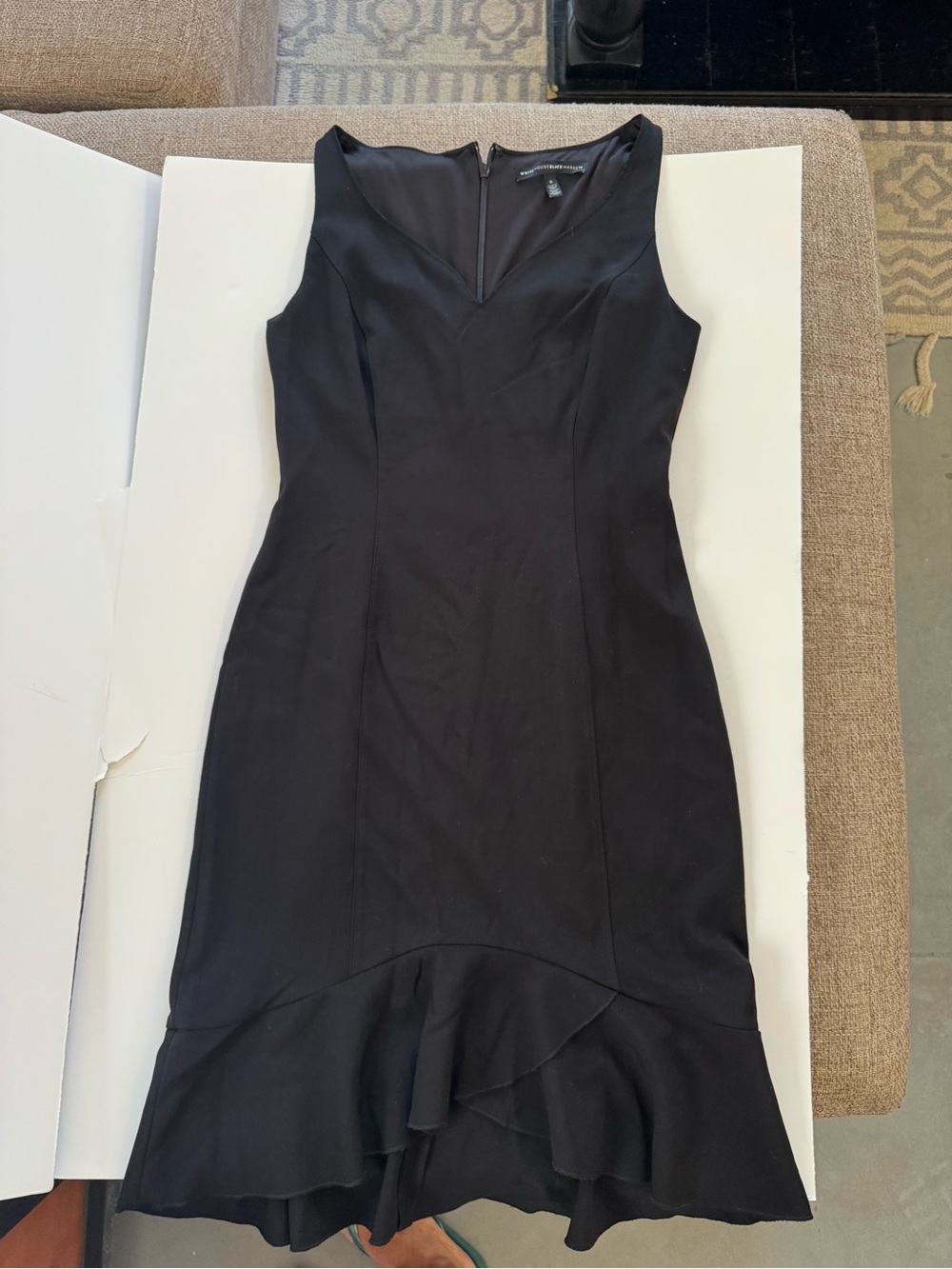 White House Black Market Black Ruffle-Hem Midi Dress - Picture 2 of 6
